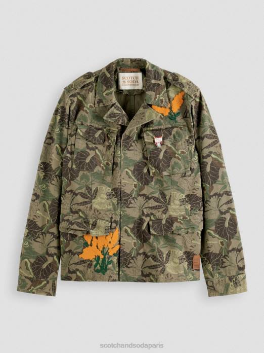 Scotch & Soda Hommes veste militaire imprimée et brodée fleur de l'armée aop vêtements 4HB4571