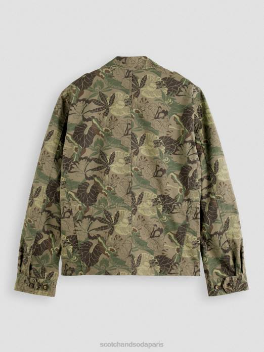 Scotch & Soda Hommes veste militaire imprimée et brodée fleur de l'armée aop vêtements 4HB4571